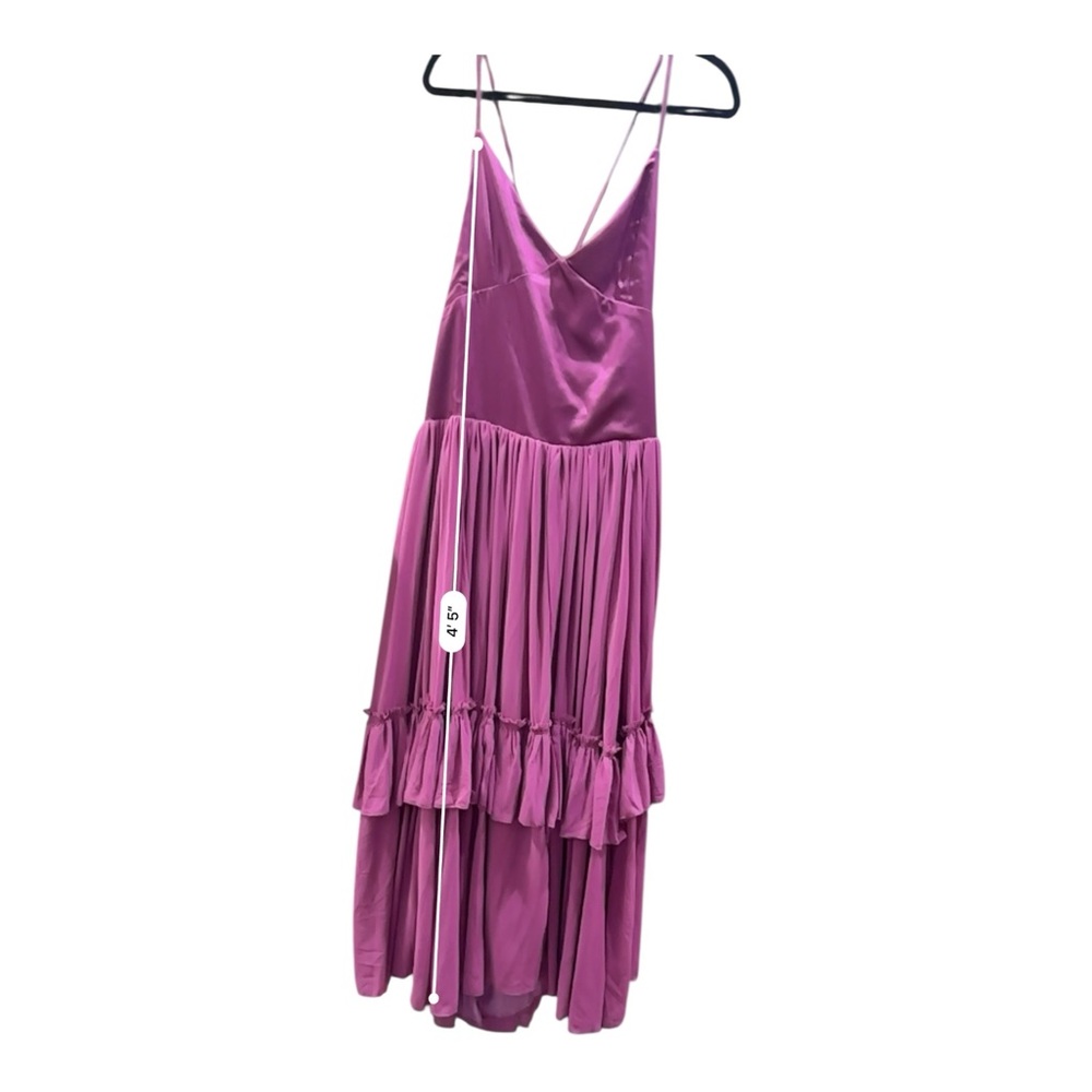 Free People Plum Soliana Drop Waist Satin Tiered Maxi Dress Size XL NWT - Picture 10 of 10